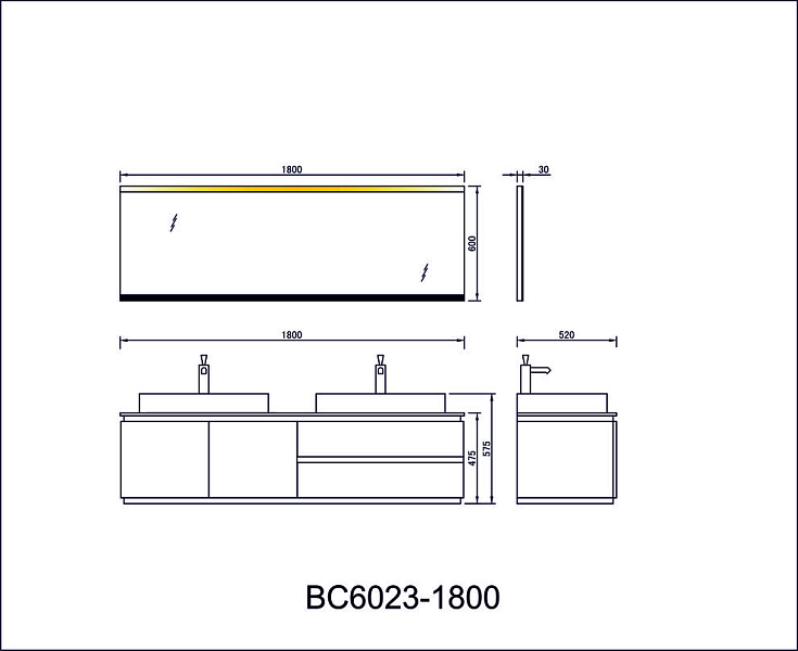Зеркало Orans BC-6023-1800 180 с подсветкой , изображение 6
