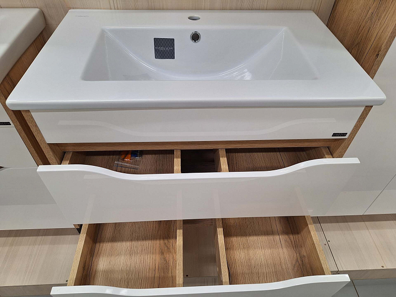 Тумба под раковину СаНта Сатурн 75 подвесная, дуб австрийский , изображение 6