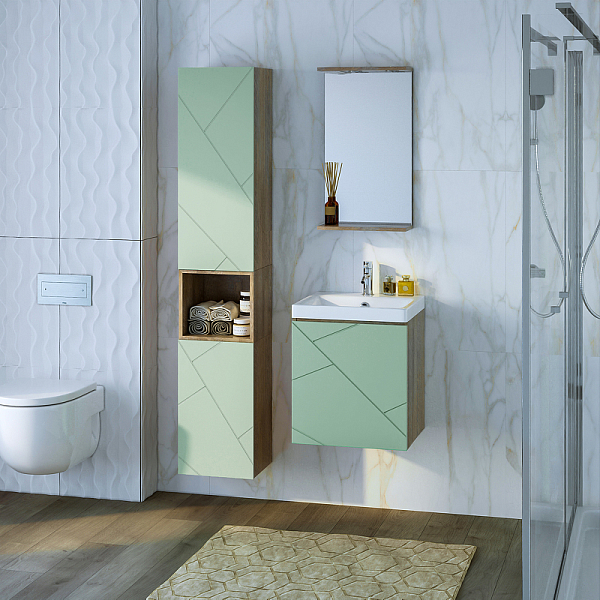 Тумба под раковину Бриклаер Кристалл 50 фисташка/дуб гранж песочный , изображение 6