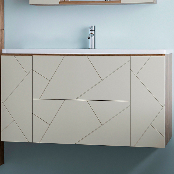 Тумба под раковину Бриклаер Кристалл 100 латте/дуб крафт , изображение 1