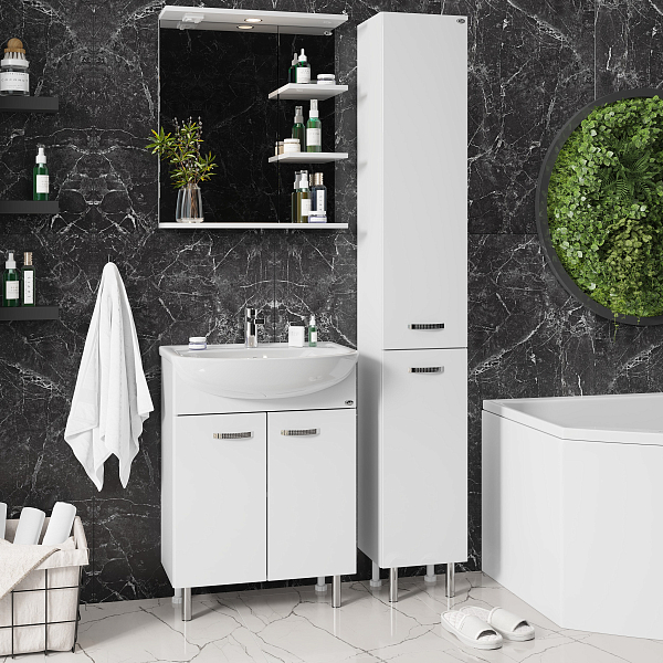 Тумба под раковину Onika Коралл 60 напольная, белая , изображение 3