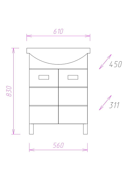 Тумба под раковину Onika Балтика 60 белая 106040 , изображение 3