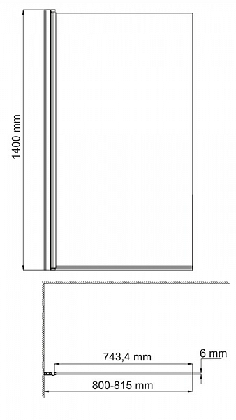 Шторка на ванну Wasserkraft Berkel 48P01-80 80х140 см , изображение 3