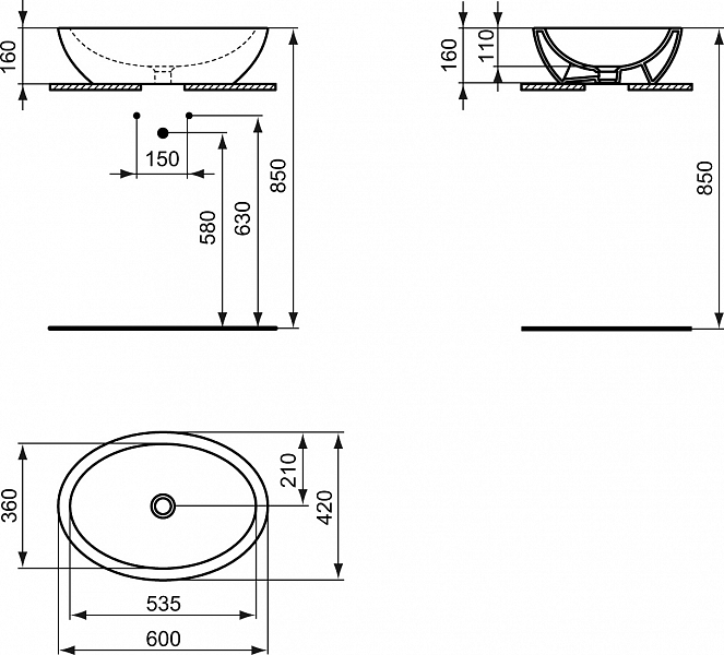 Раковина Ideal Standard Strada K078401 60 см , изображение 5