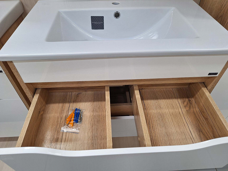 Тумба под раковину СаНта Сатурн 75 подвесная, дуб австрийский , изображение 8