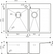 Мойка кухонная Omoikiri Akisame 78-2-IN-L нержавеющая сталь , изображение 2
