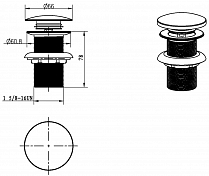 Донный клапан для раковины Boheme Black 612-B/2 с переливом , изображение 2