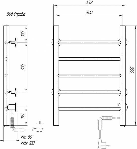 Полотенцесушитель электрический Domoterm Классик 40х60 R , изображение 4