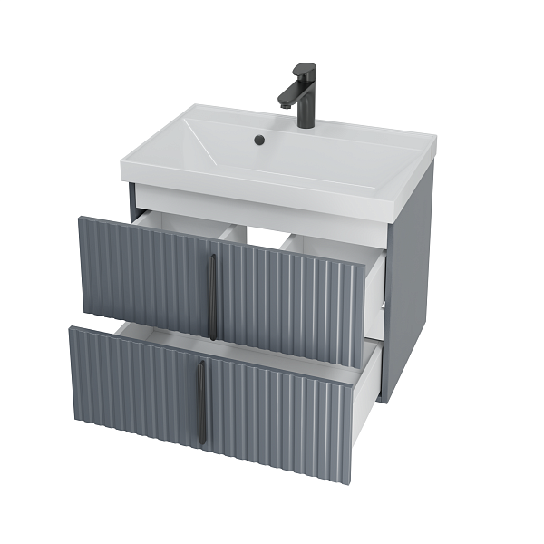 Тумба под раковину СаНта Юпитер 70 подвесная, графит матовый , изображение 5