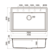 Мойка кухонная Omoikiri Daisen 77-DC темный шоколад , изображение 2