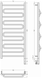 Фото Полотенцесушитель электрический Сунержа Элегия 3.0 120х50 R без покрытия