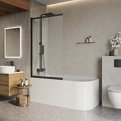Фото Шторка на ванну BelBagno Luce VF-11-90/145-C-NERO