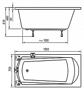 Акриловая ванна Ravak Domino 150х70 , изображение 3