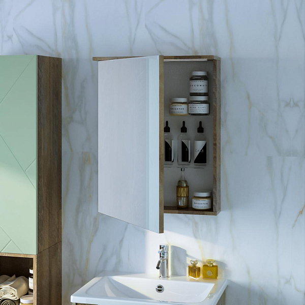 Зеркало-шкаф Бриклаер Кристалл 56 дуб гранж песочный, с подсветкой , изображение 2