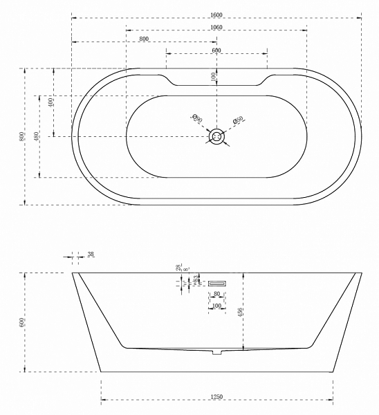 Акриловая ванна Abber AB9299-1.6 160х80 , изображение 4