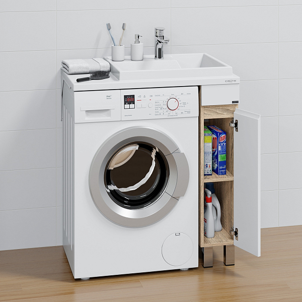 Тумба под раковину СаНта Марс 80 напольная, для стиральной машины, янтарная , изображение 6